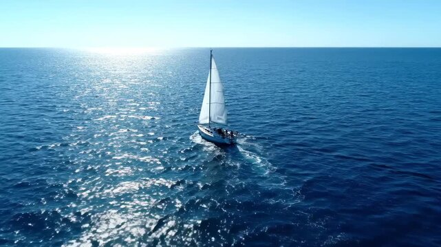 Sailboats sailing on the sea, sailboats sailing on the blue sea