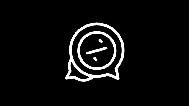 Abstract white icon representing a compass inside a speech bubble on a black background