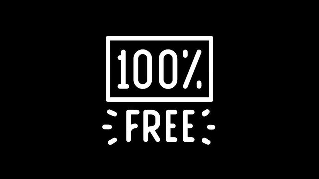 100% Free Offer Icon with White Text on Black Background