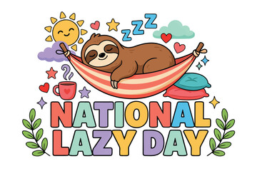 Naklejka premium NATIONAL LAZY DAY vector illustration isolated on white background