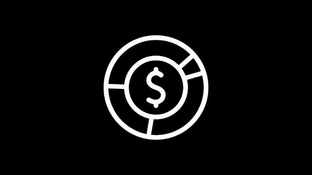 Financial pie chart icon with dollar sign representing monetary data analysis