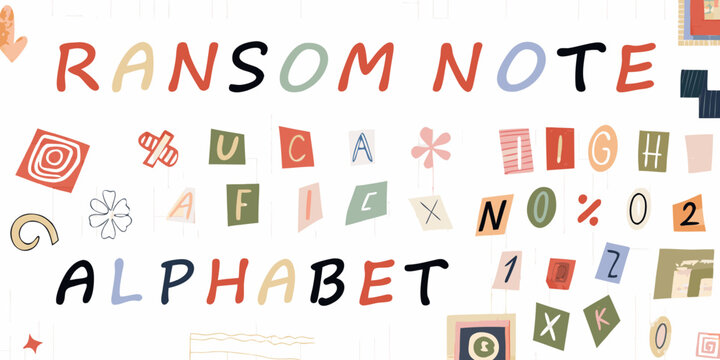 Ransom Note Alphabet Hand drawn Vector Illustration With Mixed Typography
