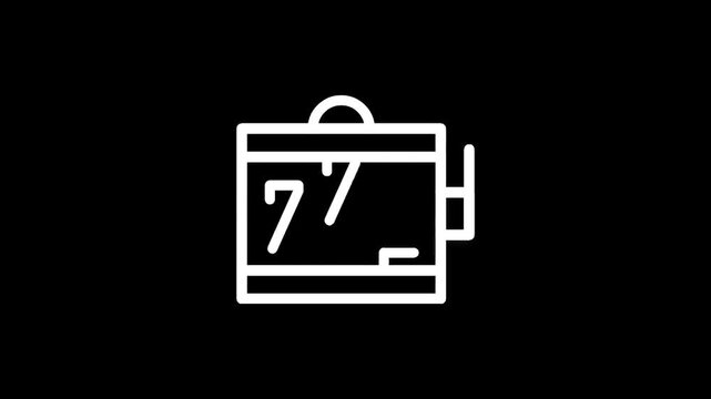 Simple line art icon of a slot machine with the number 77 displayed