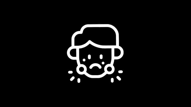 Stylized icon of a person with acne and a sad expression, representing skin problems