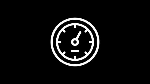 Simple white gauge icon on a black background representing speed or measurement