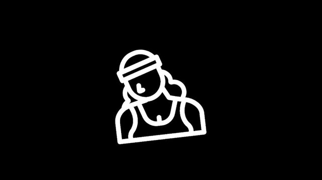Stylized icon of a woman in athletic wear with a headband, symbolizing fitness and health