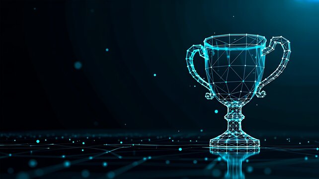 Digital trophy representing achievement success and business excellence concept