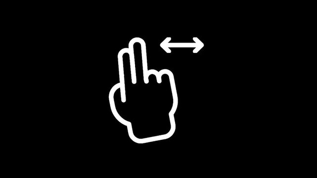 Two finger swipe gesture icon on black background, representing digital interaction