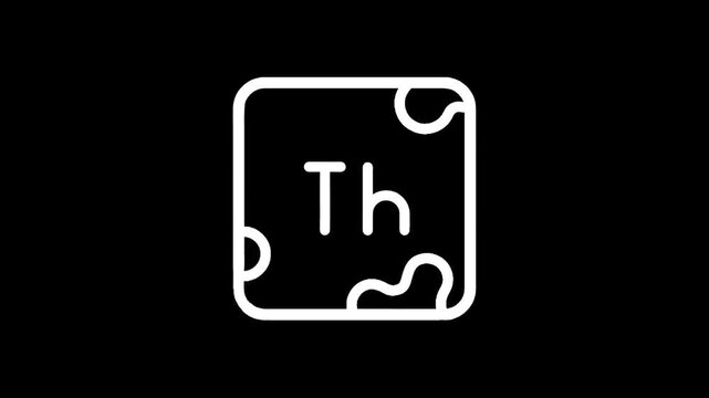 Periodic table element Thorium (Th) with atomic number 90 icon on black background
