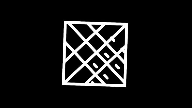 Abstract geometric pattern with intersecting lines and dashes on a black background