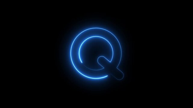 Glowing neon letter animation with blue light effect alphabet typography Luminous Font, Digital Text, Signage, Branding, Motion Graphics..