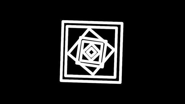 Abstract white squares forming a tunnel effect on a black background