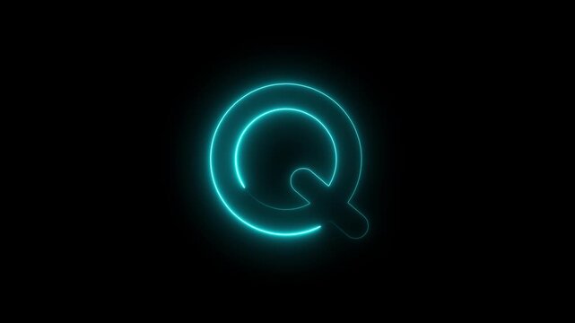 Glowing neon letter animation with cyan light effect alphabet typography Luminous Font, Digital Text, Signage, Branding, Motion Graphics..