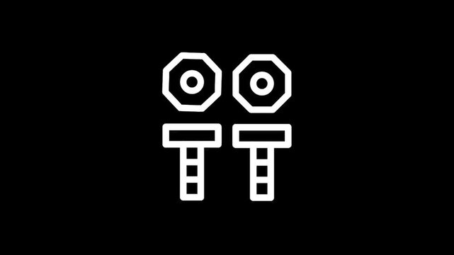 Two white bolts and nuts icons on a black background, representing construction and engineering