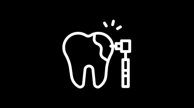 Dental drill working on a tooth with a cavity, representing dental care and treatment