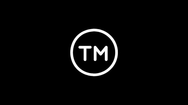 Trademark symbol TM in a circle on a black background, simple and clear design