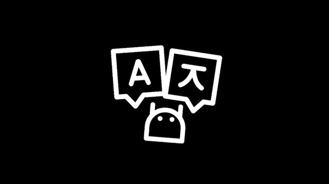 Simple line art icon representing language translation with speech bubbles
