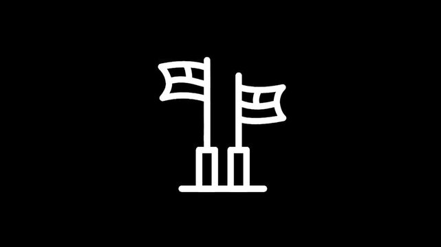 Two white flags on poles against a black background, representing a symbol of surrender or truce