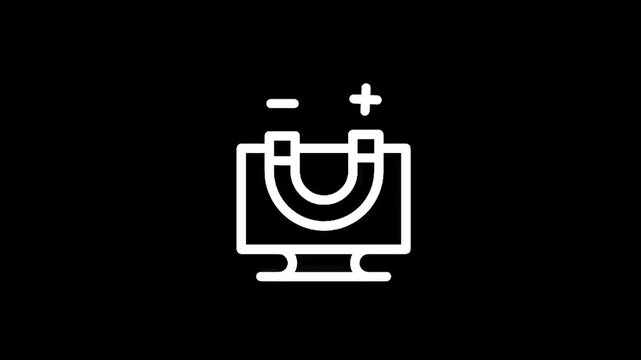 Digital marketing concept: a horseshoe magnet attracting data from a computer screen
