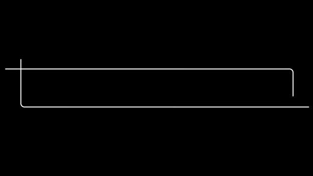 Continuous White One Line Drawing Animation Forming Rectangle Box Frame Border Shape Isolated on Black Background for Minimalist UI Lower Third Title Overlay Graphic Element