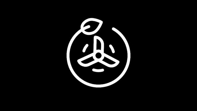 Eco-friendly fan icon with leaf symbol representing sustainability and clean energy