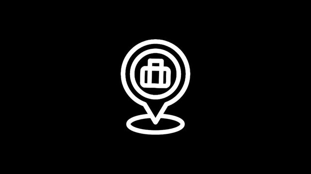 Location pin icon with a suitcase inside, representing travel and destination planning