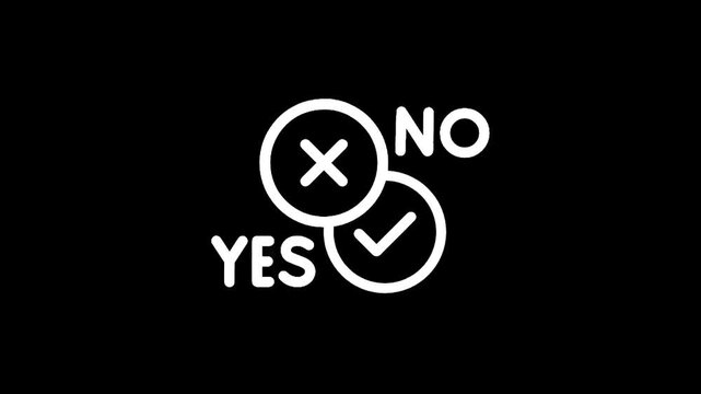 Yes or No decision icons with checkmark and cross symbols on black background
