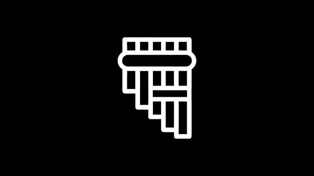 Simple white outline icon of a pan flute on a black background