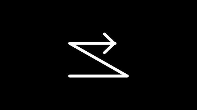 Abstract white zigzag arrow symbol on a black background, representing direction and movement