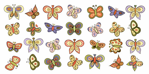 Colorful butterfly collection a vector illustration with patterned wings © Subarna