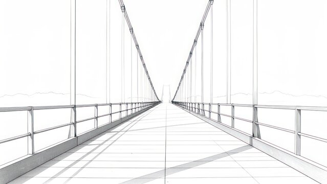 Minimalist line drawing of bridge perspective.