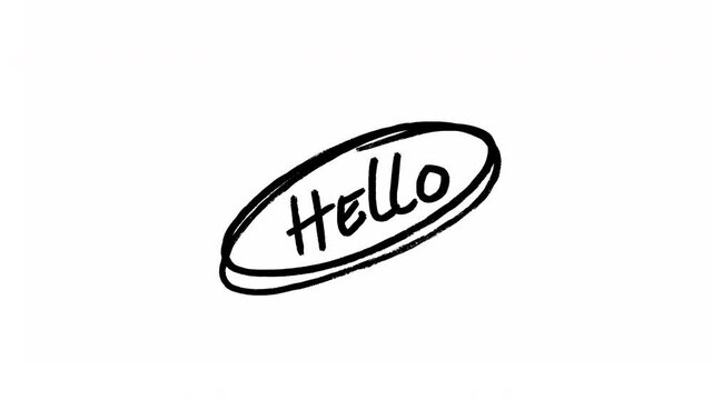 Minimalist hand drawn hello text scribble animation with black ink line art on white background motion Video 4K