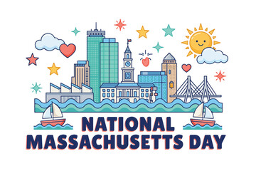 Obraz premium NATIONAL MASSACHUSETTS DAY vector illustration isolated on white background