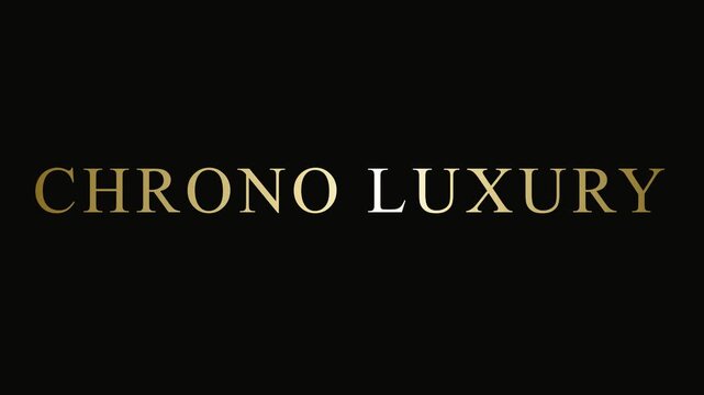 Chrono luxury gold typography motion on animation 4k black background