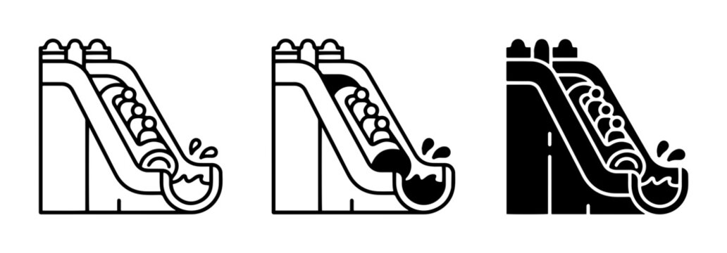 Water Slide Icons, Summer Fun Vector Graphics, Amusement Park Elements