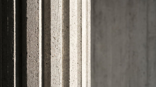 Ribbed Board Formed Concrete Column With Vertical Fluting