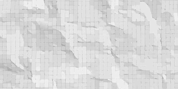 Crumpled graph paper texture monochromatic white and gray background