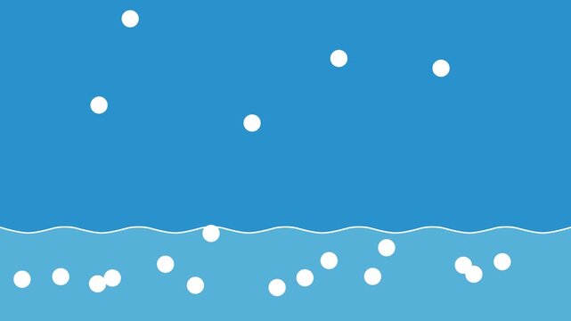 Evaporation, Water Evaporation, Water Molecules, Vapor, Vaporization, Liquid to Gas, Molecular Motion, Molecular Movement, State Change - Science Concept - Minimal Flat Design Motion Graphics Clip