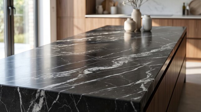 Ultra realistic Black Nero Marquina marble surface with elegant white veins, luxury copy space background for perfume, jewelry, cosmetics, branding, mockups, and premium product display.