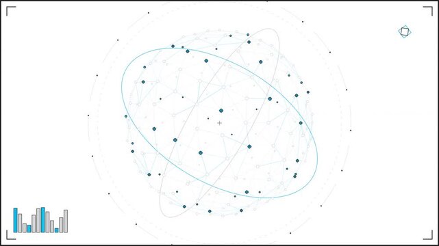 Rotating digital network sphere with data interface elements