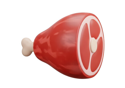 3d icon of a cartoonstyle illustration of a raw ham hock isolated on transparent background