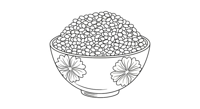 Traditional bowl of steamed rice with floral patterns