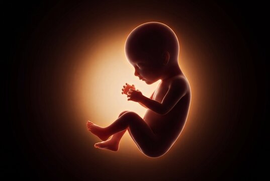 3d illustration of a human fetus in the womb