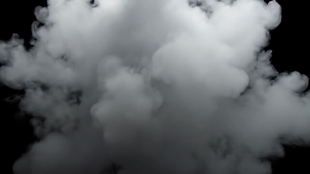 White smoke effect on black background, white smoke explosion effect