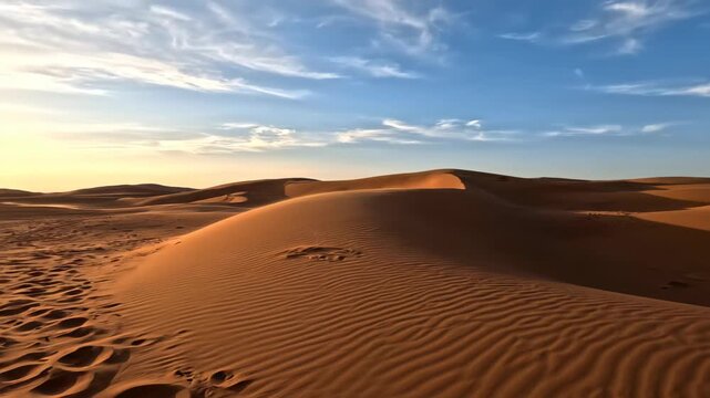 Vast desert dune landscape, desert sunrise time lapse photography
