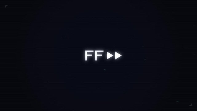 intentional distortion. Glowing FF fast forward symbol on distorted digital screen