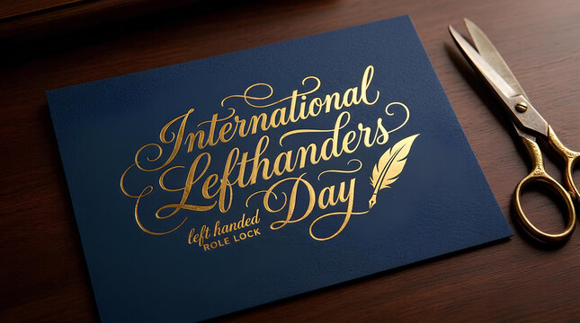 International Left Handers Day card with vintage scissors