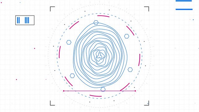 Futuristic ui interface scanning a circular biometric pattern