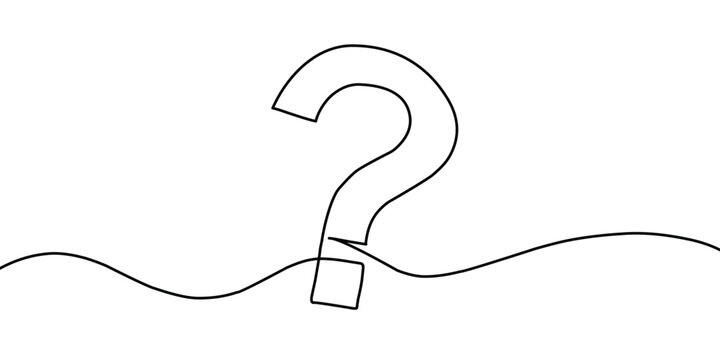 Minimalist question mark icon in an illustration of a continuous single line vector