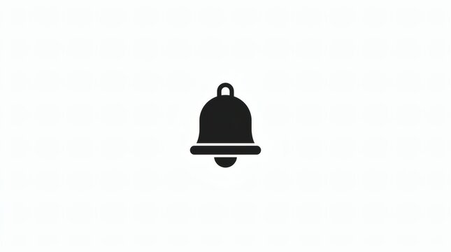 Black notification bell icon isolated on white background flat vector illustration.